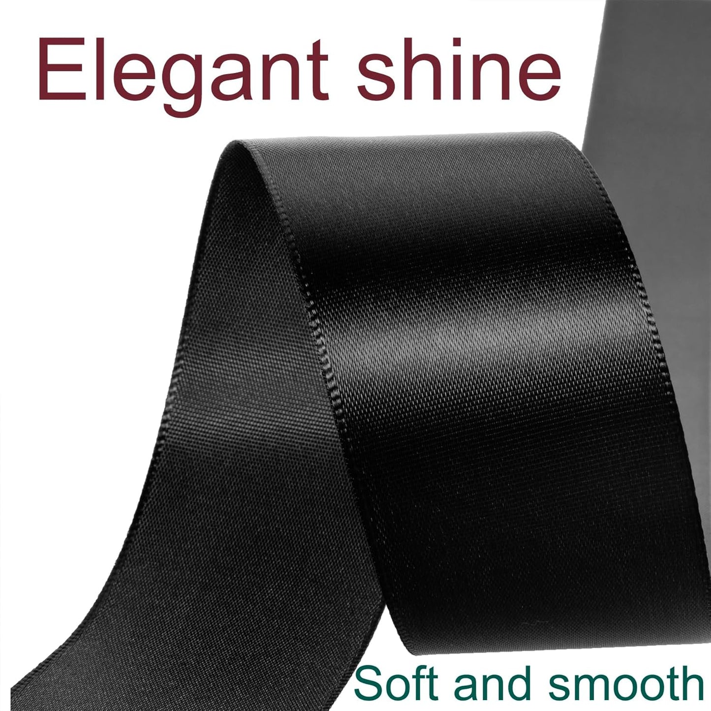 1-1/2 Inch Black Ribbon, 50 Yards Craft Polyester Satin Ribbon Perfect for Gift Wrapping, Handmade Roses, Wedding Party Decorations and DIY Crafts