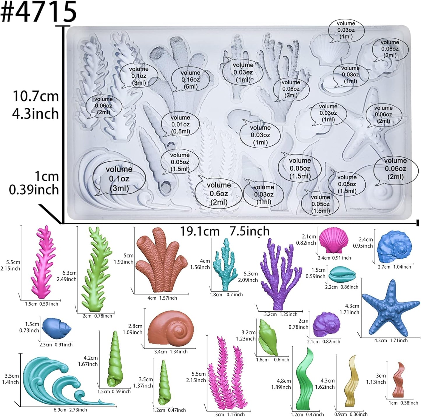 Sea Creature Mold for Polyclay Air Dry Clay Plaster