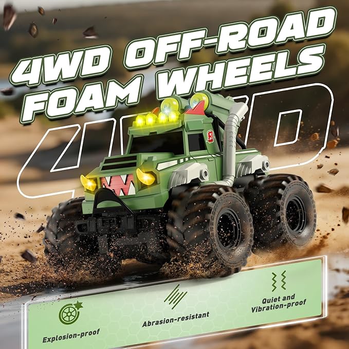 Remote Control Car, Waterproof Monster Truck Toys RC Cars for Boys, 1:18 Amphibious 4WD All Terrain Off-Road Pickup Toy Trucks, Christmas Birthday Gift Boys Girls Kids Ages 6 7 8-12 Years Old