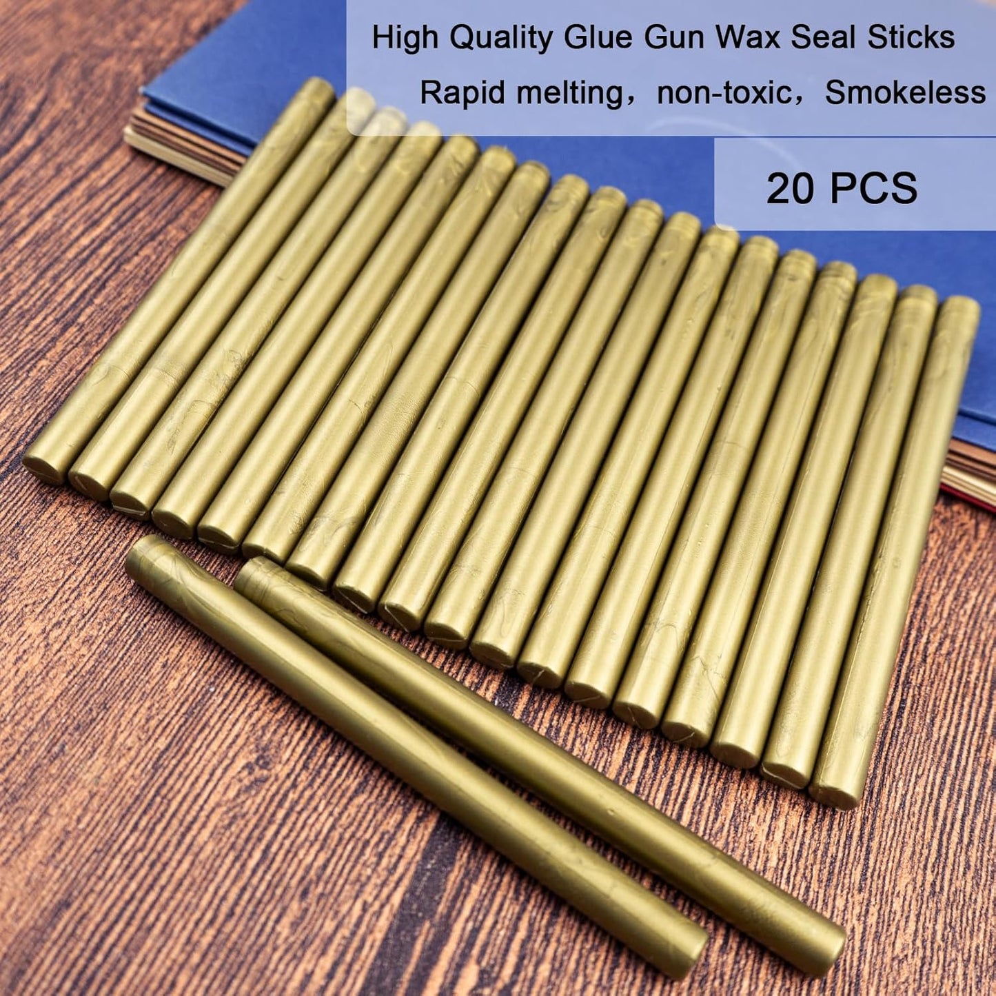 20PCS Mini Glue Gun Wax Seal Sticks for Wax Seal Stamp, Sealing Wax Sticks for Wedding Invitations, Cards, Envelopes (Greenish Gold)