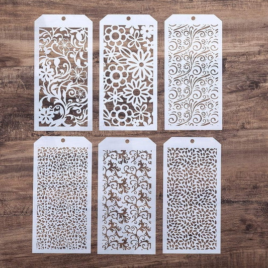 DIY Decorative Stencil Template for Scrapbooking Painting on Wall Furniture Crafts,Set of 6 (Seamless Flower)