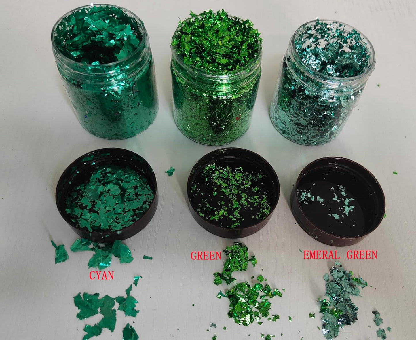 Gilding Flakes,Gold Foil Flakes for Resin,Blue Red Purple Pink Metallic Foil Flakes for Resin Jewelry Making,Nails,Painting Art,Crafts and Slime (Green)