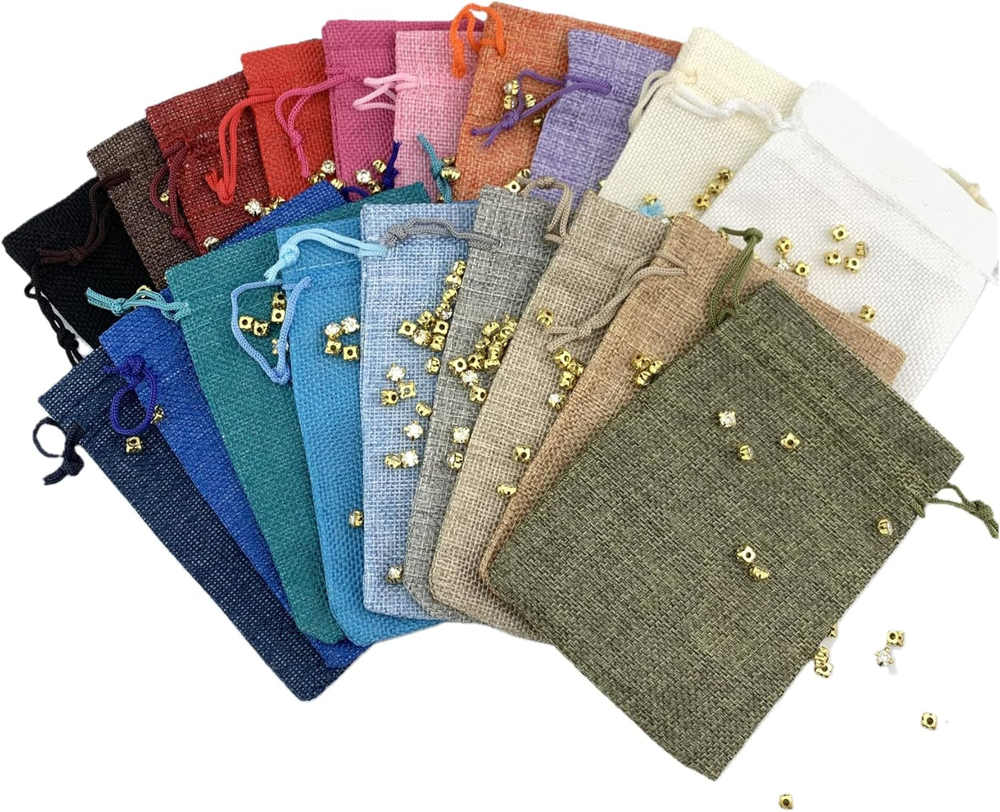 Palmhomee Pack of 20 Burlap Gift Bags with Drawstring Linen Jewelry Pouches Wedding Hessian Jute Bags for Birthday Treat Pouches Party Wedding Favors Gift(4x5.6 Inch, Mixed Colors)