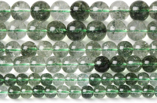 36PCS 10MM Green Crackle Phantom Ghost Crystal Beads for Jewelry Making DIY Bracelet Necklace Accessories 15" Energy Healing Power Stone Beads