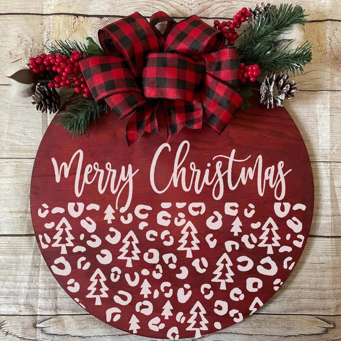 Christmas Stencils for Painting on Wood 12” Large Christmas Doormat Stencils Reusable Holiday Stencil for Crafts Door Mats Canvas Window Decor