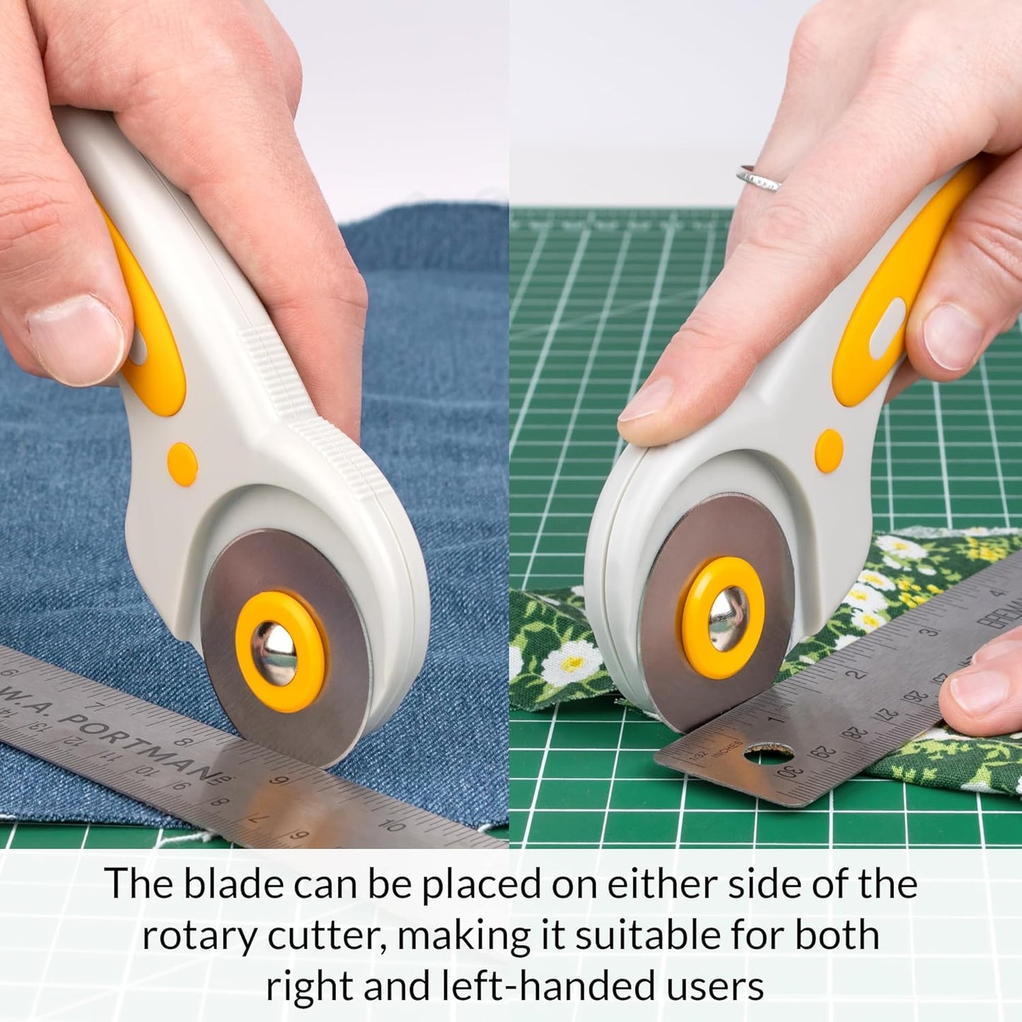 WA Portman Self Healing Cutting Mat & Rotary Cutter for Fabric Set – 24x36 Sewing Cutting Mats for Crafts with 45mm Fabric Cutter Wheel & 5 Rotary Blades – Quilting & Sewing Supplies Kit