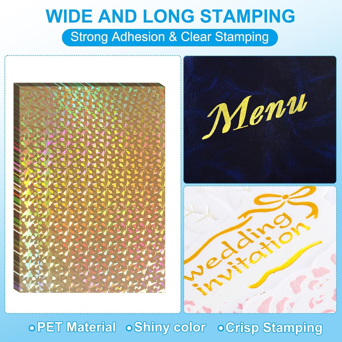 PATIKIL 11.7x8.3" Hot Stamping Foil Paper Sheet, 20 Sheets A4 Heat Transfer Hot Stamping Paper Foil for Leather DIY Logo Decor Craft Gift Package Scrapbook Card, Gold Gemstone