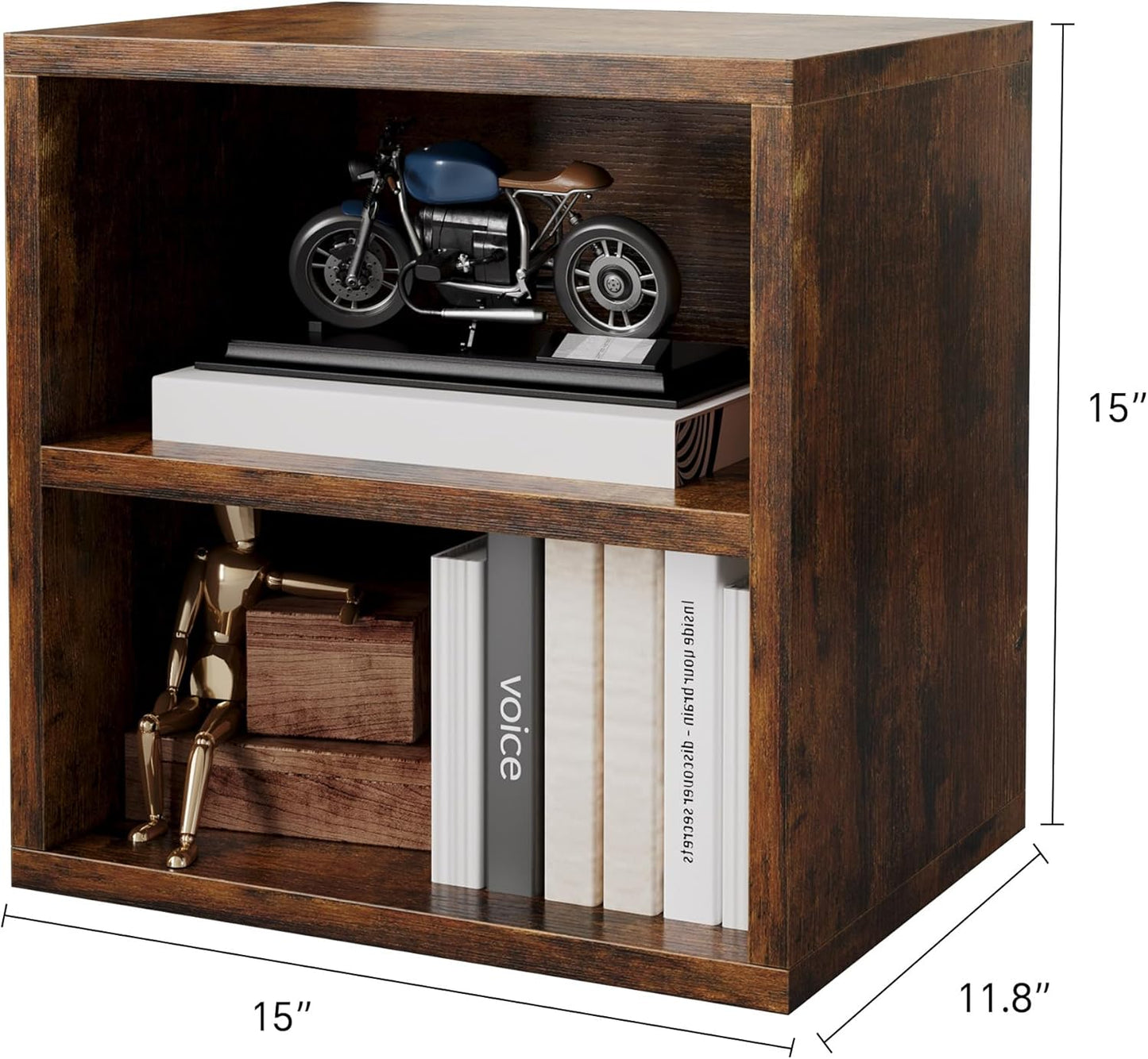 FUSUNBAO Magic DIY Storage Organizer - Stackable Cubes for Home Books, Clothes, Toys-Modular Cubby Storage System-Office Cubical-Bookcase Closet (Antique Brown, 1 Layer Cube)