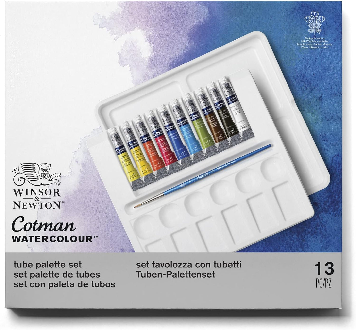 Winsor & Newton Cotman Watercolor Paint Set, 12 Colors Palette Set, 8ml (0.27-oz) Tubes w/ Brush