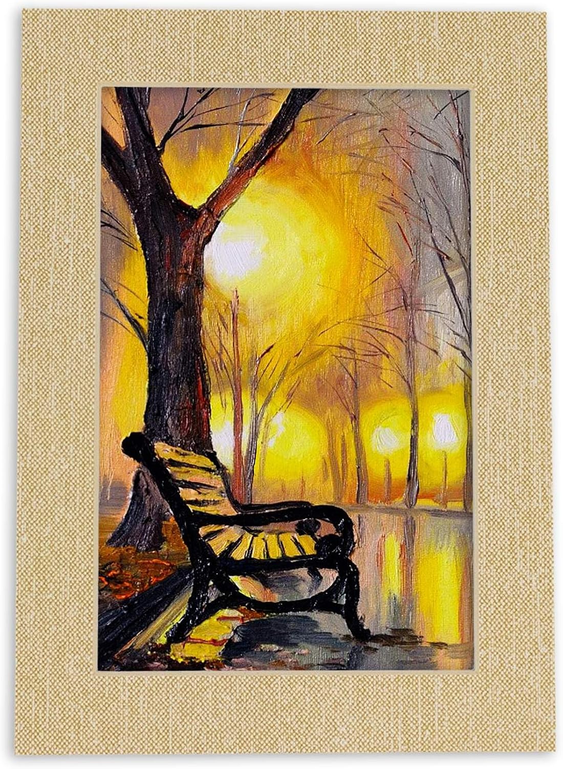 8x10 Mat Bevel Cut for 5x8 Photos - Acid Free Fresh Linen Canvas Precut Matboard With Backing Board and Crystal Clear, Self Seal Photo Mat Bag - For Pictures, Photos, Framing - 4-ply Thickness