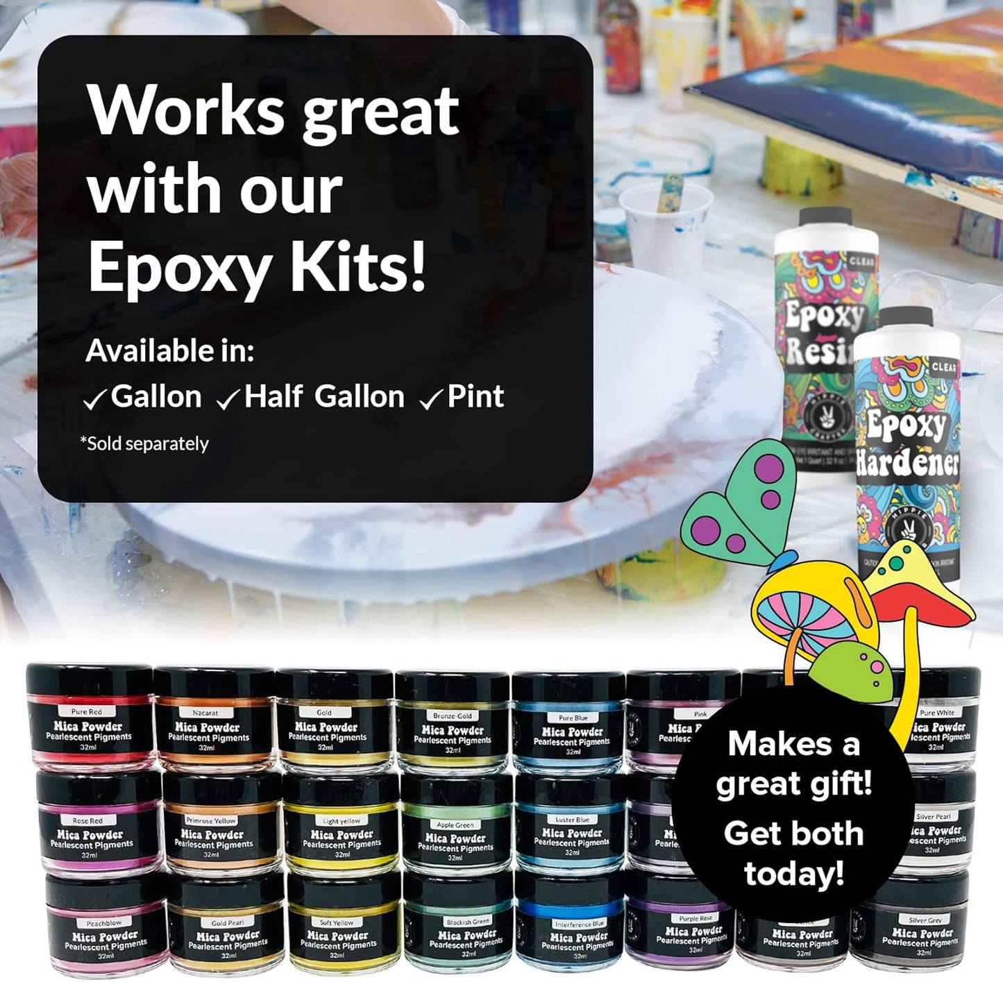 Pigment Powder for Epoxy Resin, 24 Pastel Colors, Mica Powder for Candle Dye, Bath Bomb Coloring, Soap Making, Resin Pigment, Metallic Pearl Soap Dye for Candle Making