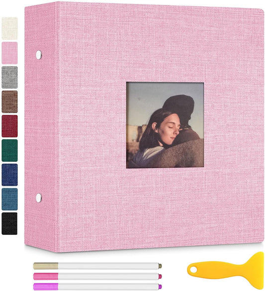 Zesthouse Photo Album Self Adhesive with Picture Display Window, 3-Ring Scrapbook Albums 60 Pages Holds 8x10 5x7 4x6 Photos, DIY Photo Book Ideal Gift for Family Wedding Baby