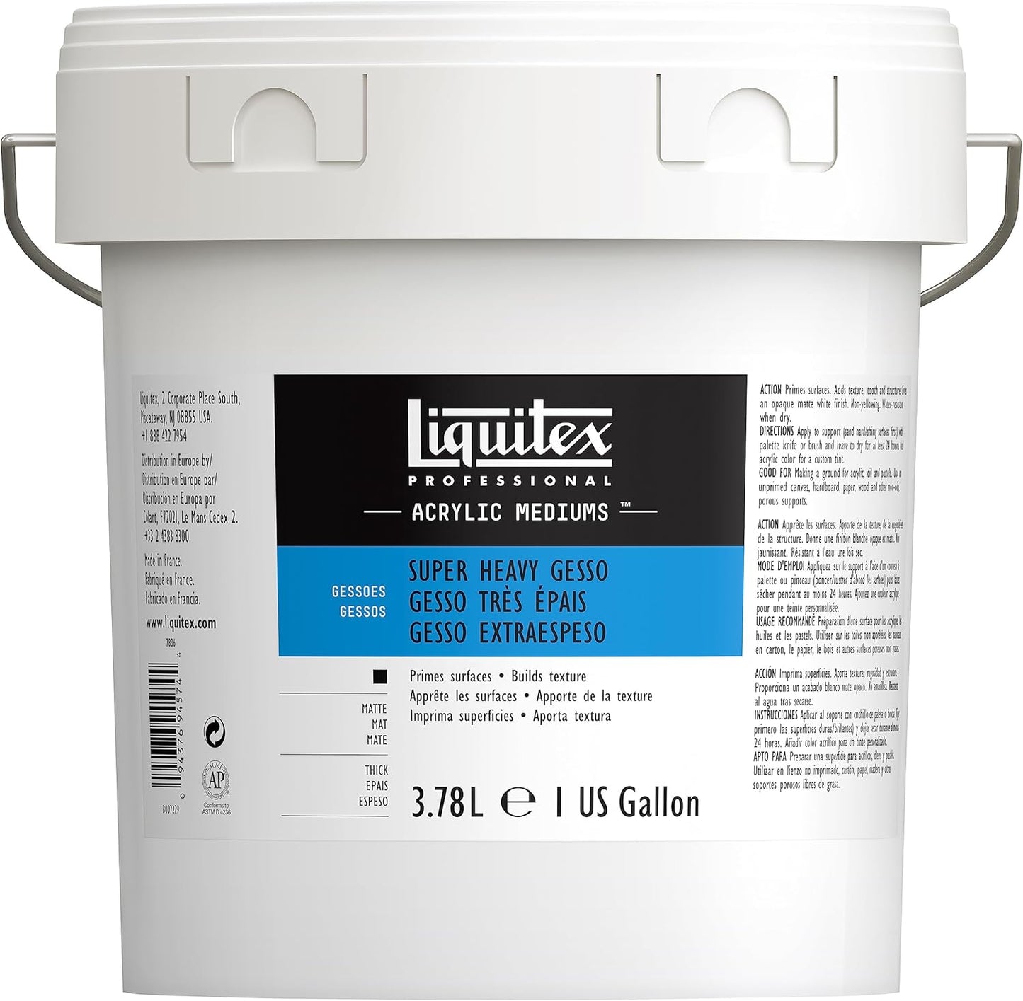 Liquitex Professional Gesso Surface Prep Medium, 3.78L (128-oz), Super Heavy