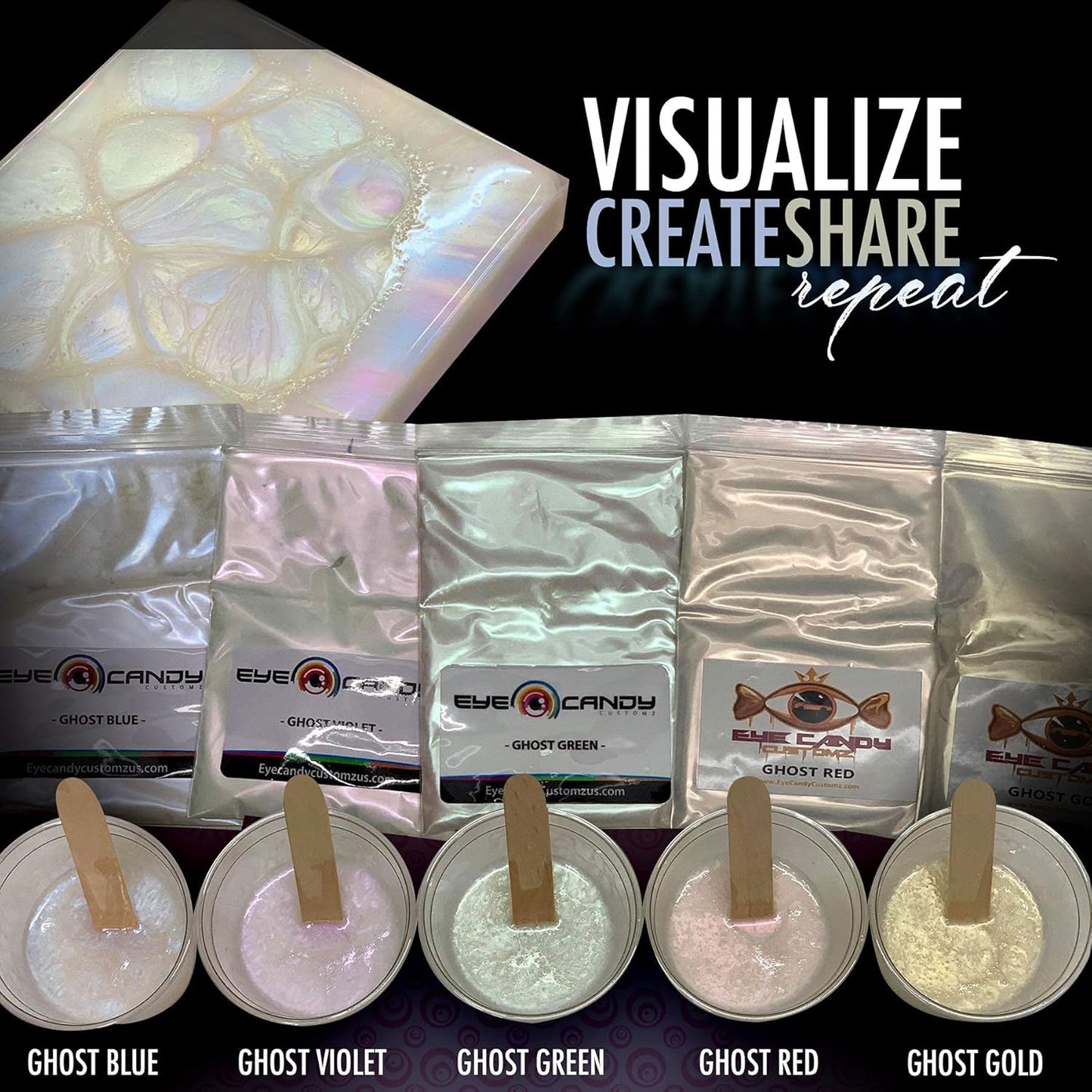 Eye Candy Premium Mica Powder Pigment “Galactic Ghost Blue” (25g) Multipurpose DIY Arts and Crafts Additive | Woodworking, Bath Bombs, Resin, Epoxy, Soap, Nail Polish (Galactic Ghost Blue, 25G)