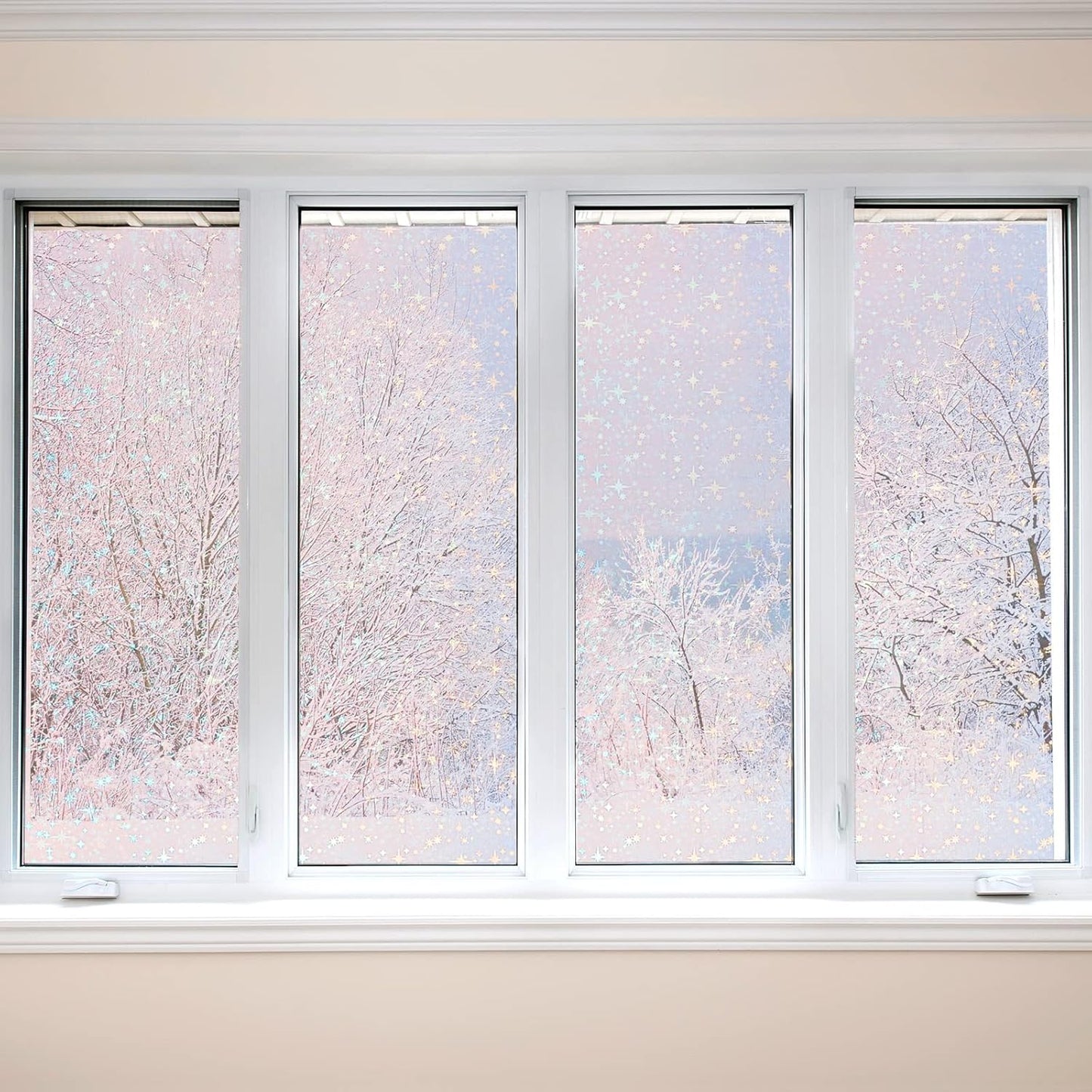 Nezyo 60 Sheets Holographic Laminate Sheets Clear Glitter A4 Size Vinyl Sticker Paper Holographic Overlay Self Adhesive Waterproof Transparent Film, 11.7 x 8.3 Inch (Star Style)