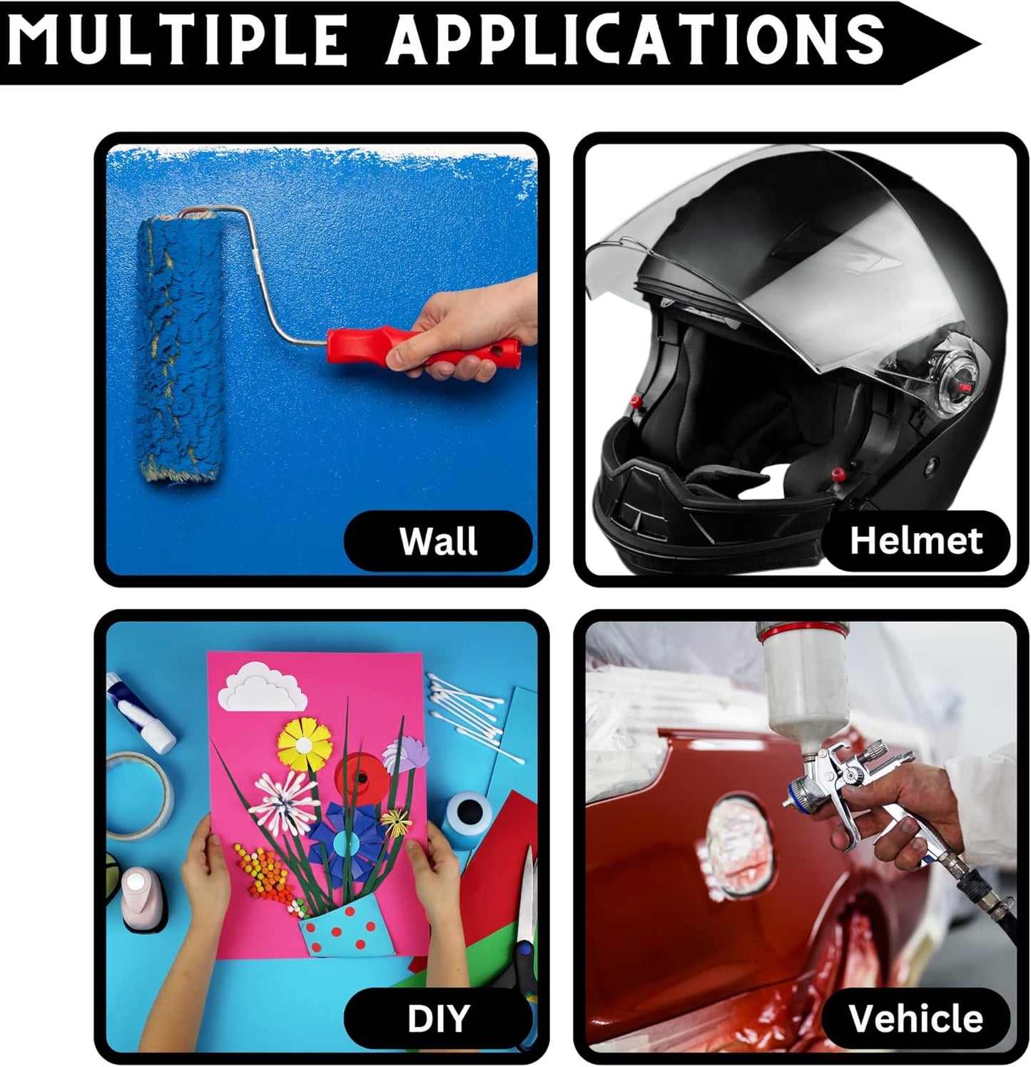 5 Rolls Pinstripe Tape - Masking Tape 1/16", 1/8", 1/4", 1/2", 3/4" - Thin Painters Masking Automotive Tape for DIY, Car, Auto, Paint, Art, Tumblers (Black)