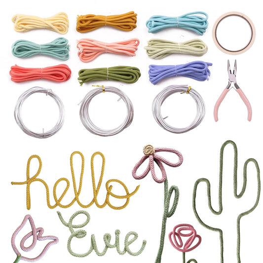 BoFUN Adult Teens Craft Kit for Women DIY Letter Flower- Wire Art Craft Set with 18 Templates, Wire, Knit Rope | Wedding Party Favors, Women Birthday, Mother’s Day Gifts, Handmade Home Decor (Love)