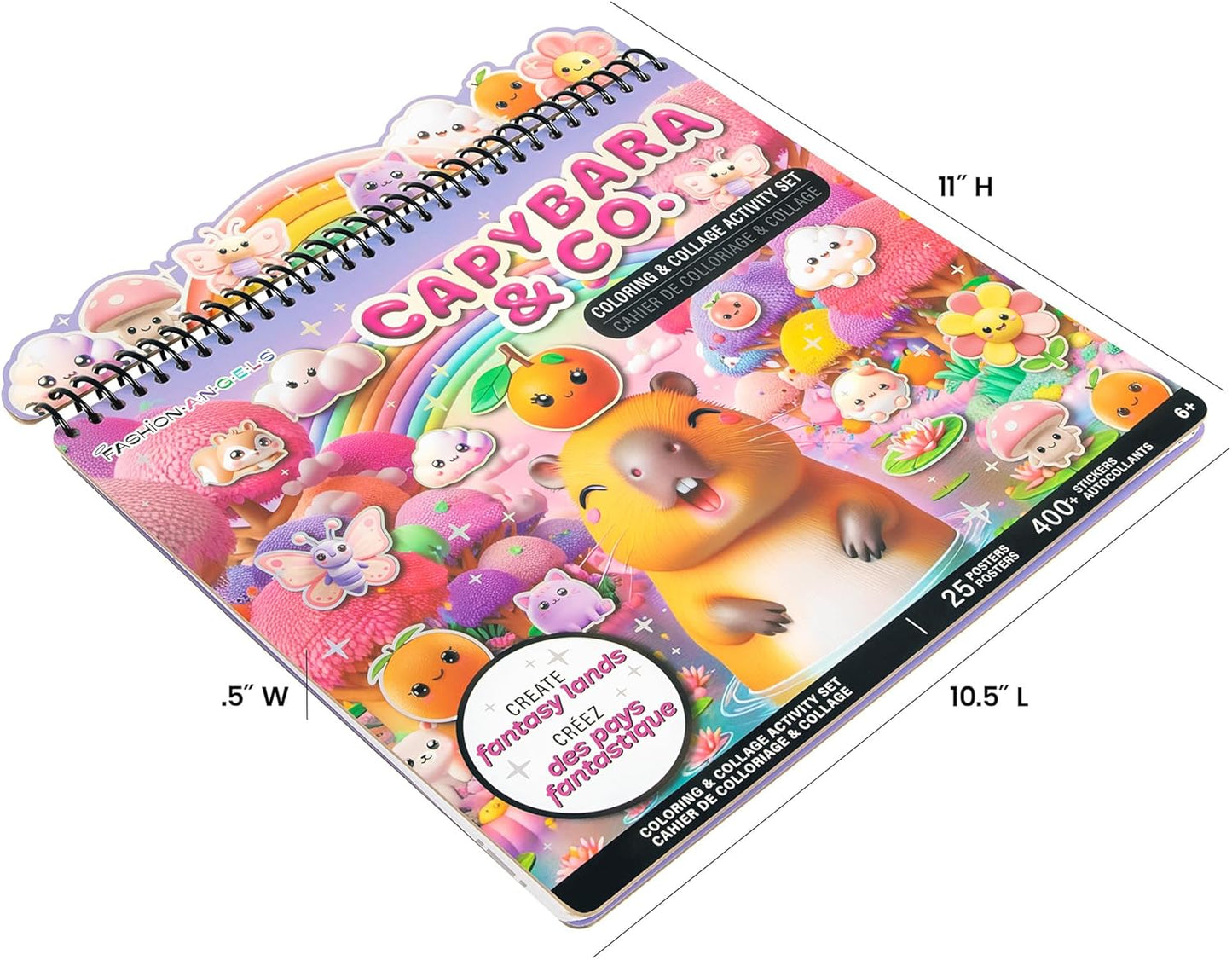 Fashion Angels Capybara & Co. Collage Activity Set, Includes 8 Sticker Sheets, 10 Sticker-by-Number Posters & 15 Drawing Pages, for Ages 6+