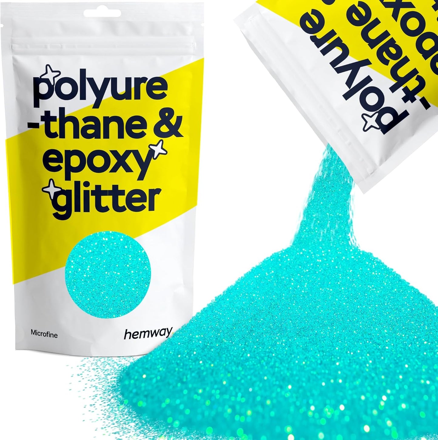 Hemway Polyurethane & Epoxy Resin Glitter 100g / 3.5oz Metallic Crystal Flake Additive for Flooring Jewelry Tumblers Glass Pigment - Microfine (1/256" 0.004" 0.1mm) - Fluorescent Blue
