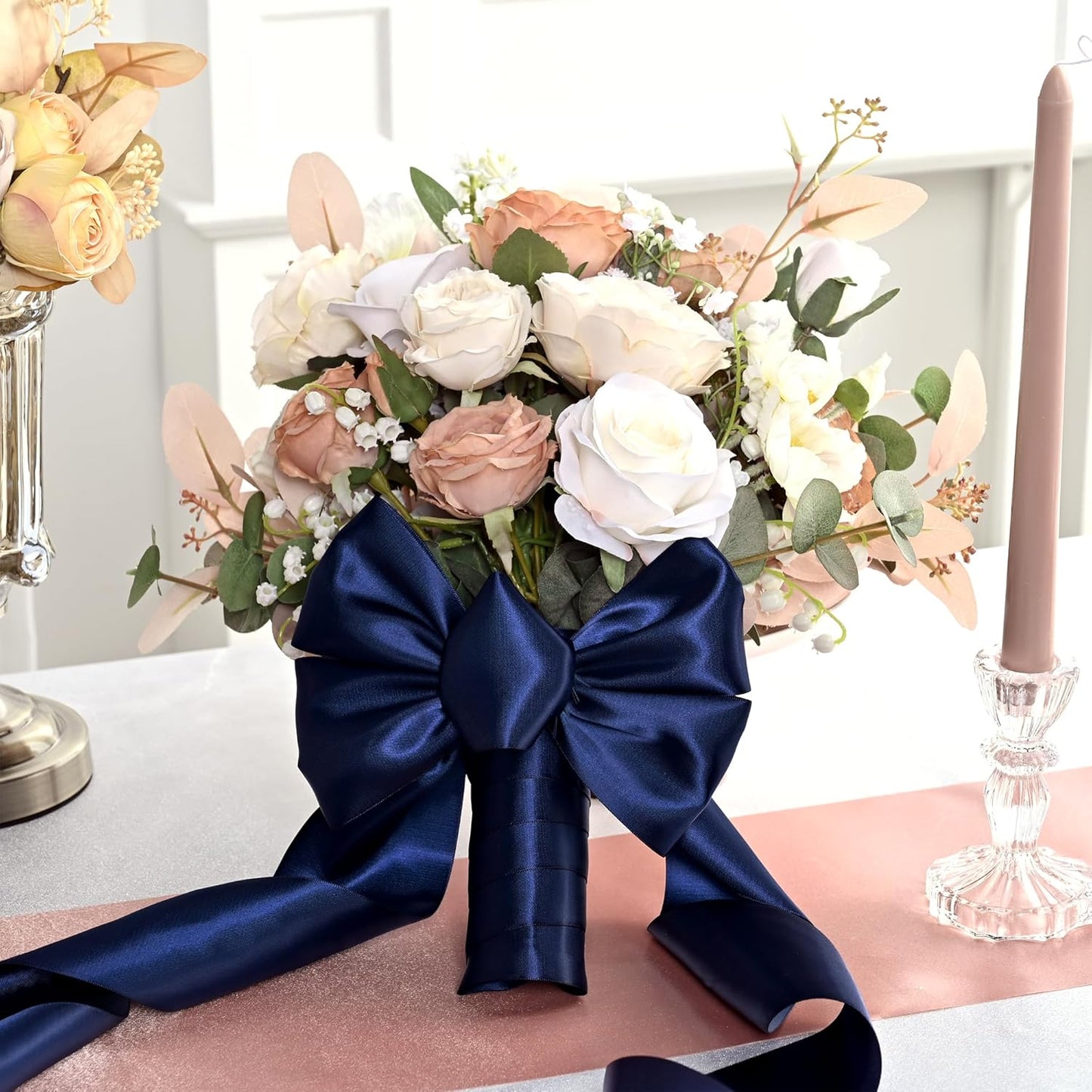 Navy Blue Satin Ribbon 3 Inch X 15 Yards Solid Color Double Faced Ribbons Perfect for Crafts Wedding Decor Bow Making Arts Sewing and More