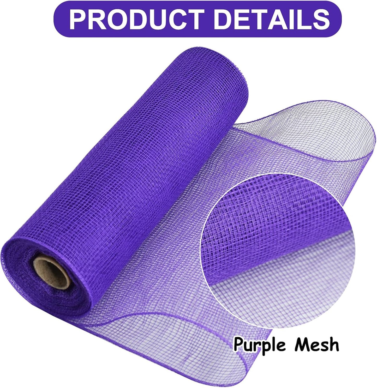 TONIFUL 2 Rolls 10 Inch Purple Decorative Mesh Ribbbon Rolls, Fabric Mesh for Mesh Wreath Supplies, Front Door Wreath Crafts Tree Decor Christmas NewYears Halloween Decoration (10 yds/roll)