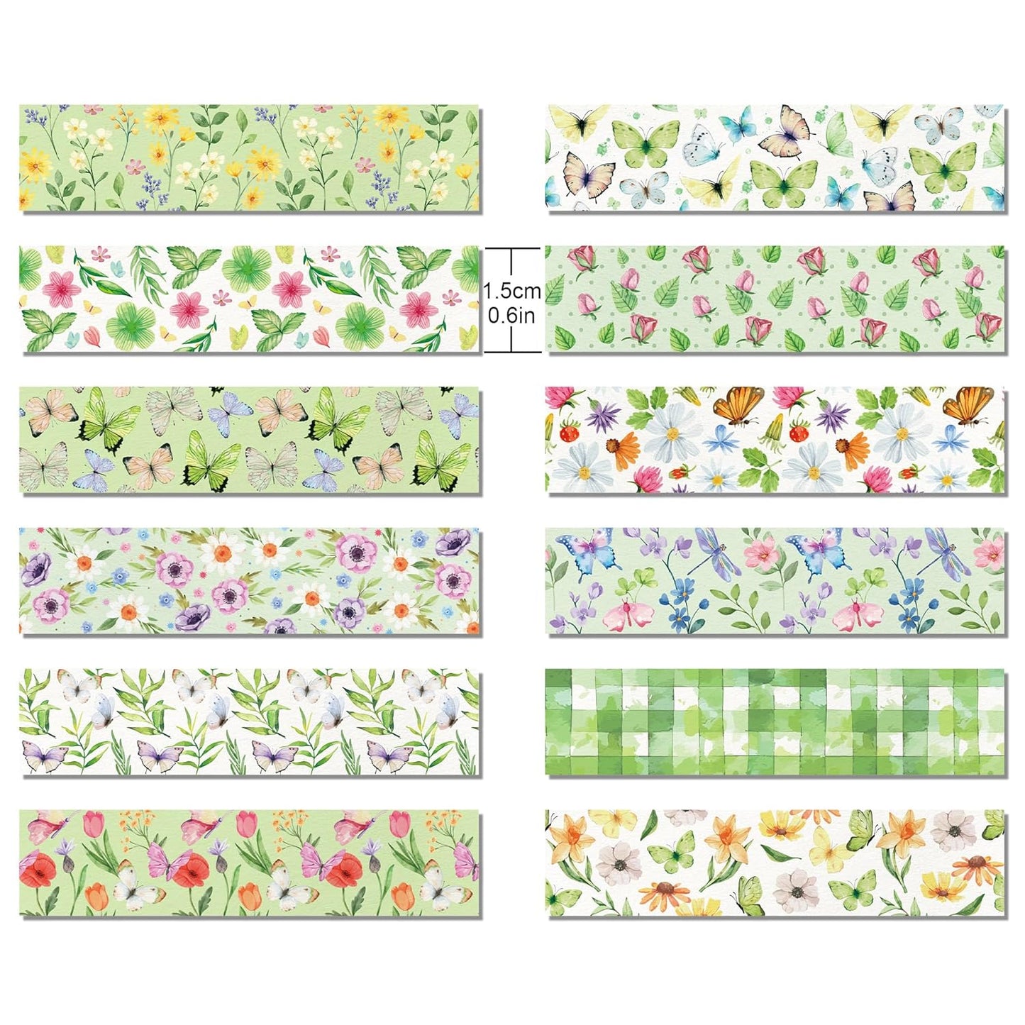 Adirasenotek Floral Washi Tape Set 12 Rolls,Flower Butterfly Washi Tape Decorative Paper Stickers Decorative Tape,DIY Art Crafts Wrapping Decor for Gifts Wrapping