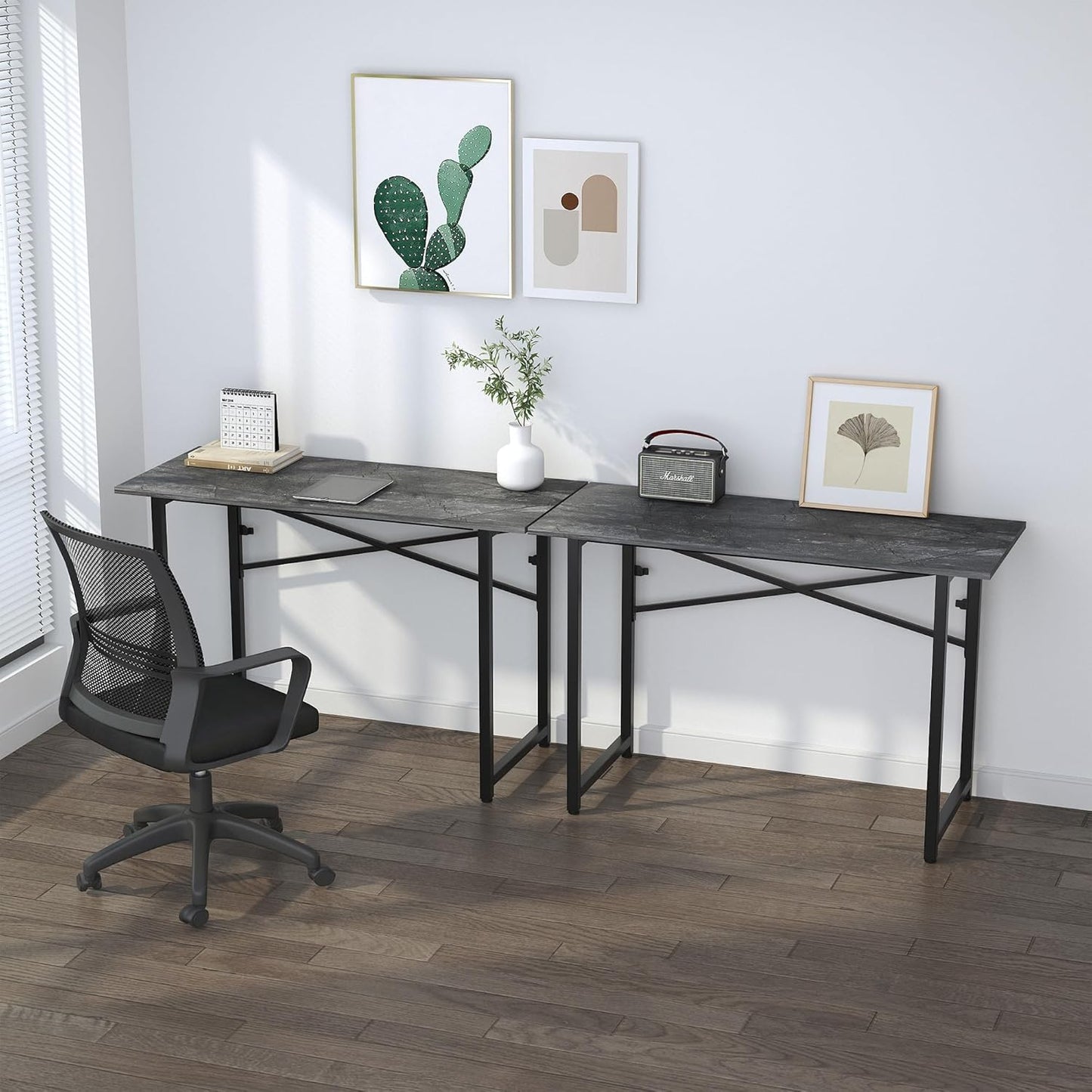 Folding Computer Desk 47 inch Writing Gaming Computer Camping Table, No Assembly Required Home Office Desk, Grey