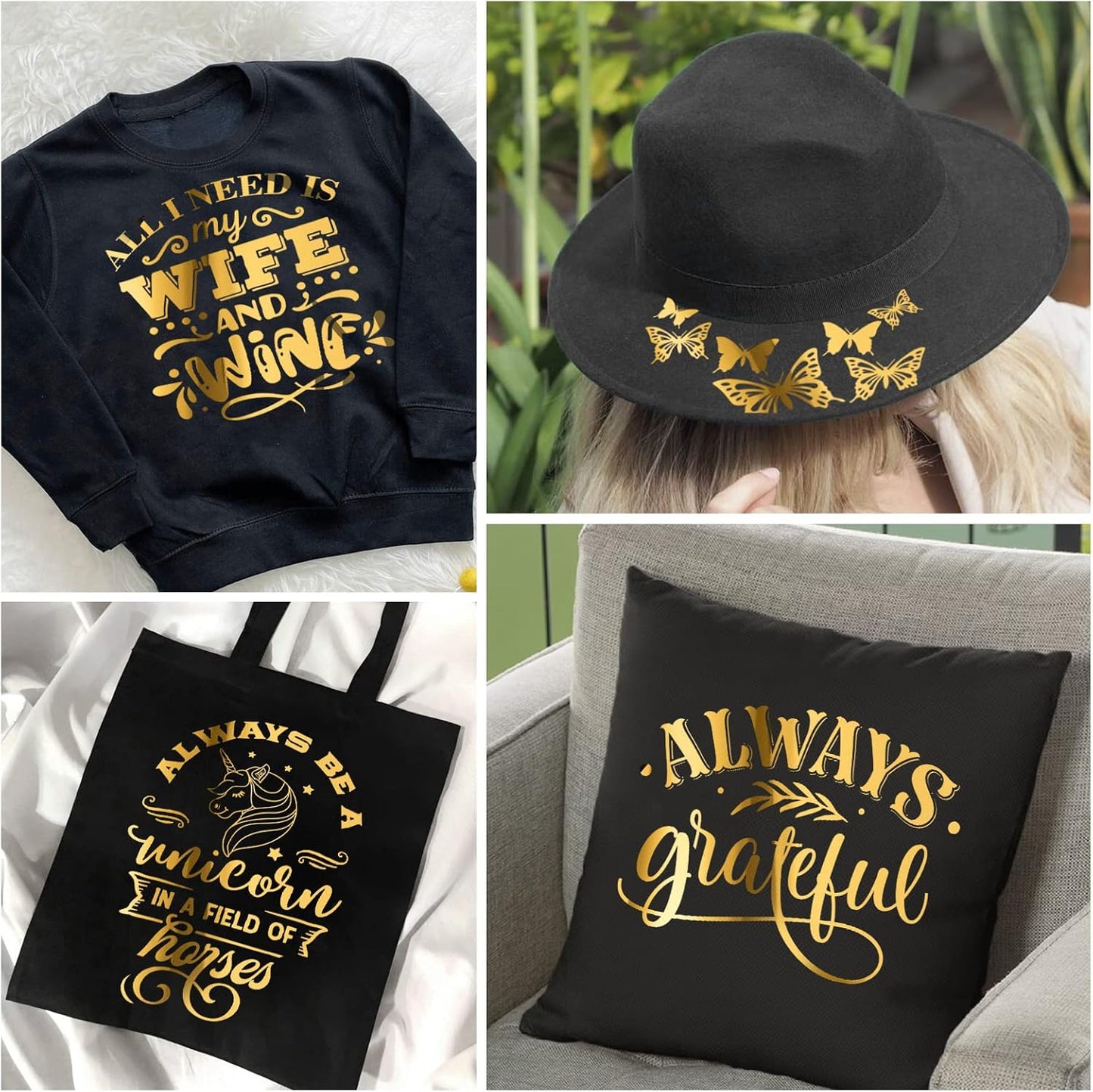 VINYL FROG Metallic Foil HTV Vinyl Roll 12" x5ft Gold Heat Transfer Vinyl Chrome Iron on Vinyl Easy to Cut & Weed DIY Heat Press Design for T-Shirts