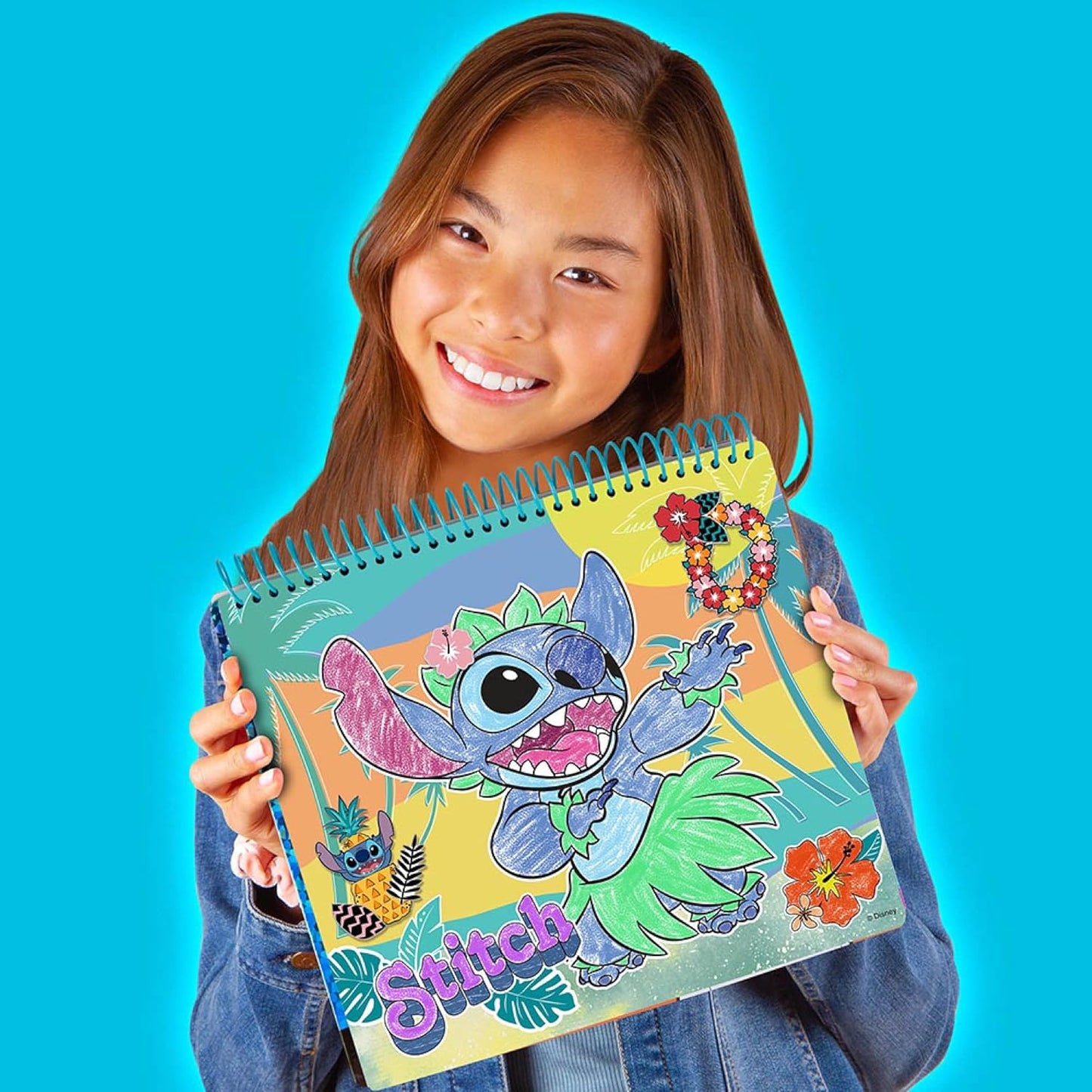 Fashion Angels Disney Stitch Color & Collage Design Set, Includes 15 Colorable Posters & 7 Sticker Sheets, Ideal Crafts Activity for Kids Ages 8 and Up