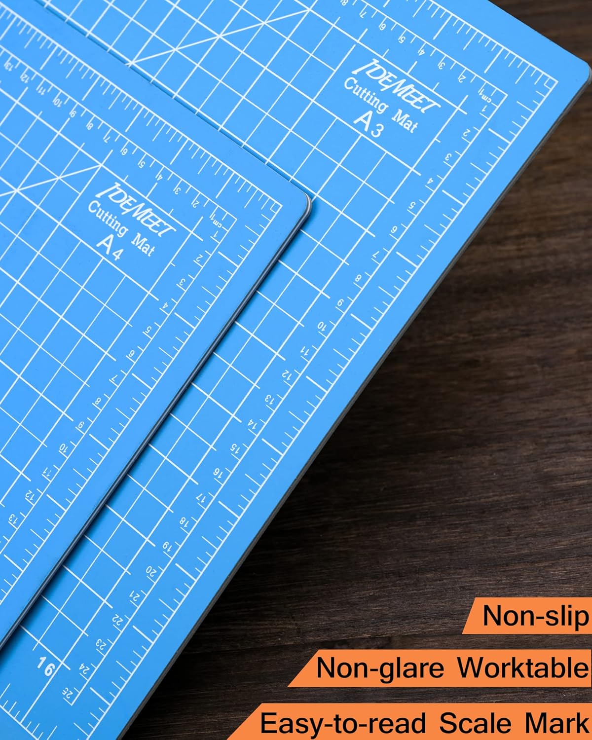 Density-upgraded 9"x12" Self Healing Cutting Mat, Idemeet Rotary Sewing Mat for Crafts, 5-Ply Blade Table Protector Cut Board for Fabric Leather Cutting Quilting Modeling Hobby Project, A4, Blue