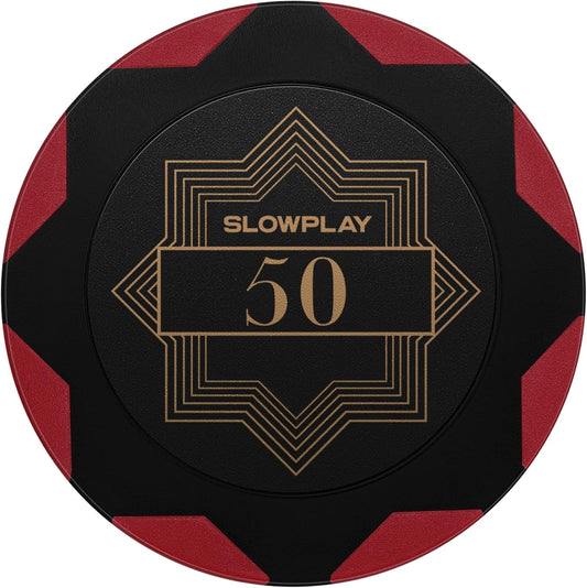 SLOWPLAY Nash Clay Poker Chips, 14 Grams Heavyweight Clay Composite, 40mm Large Chips in Bulk, Pack of 50 with Denomination of 50