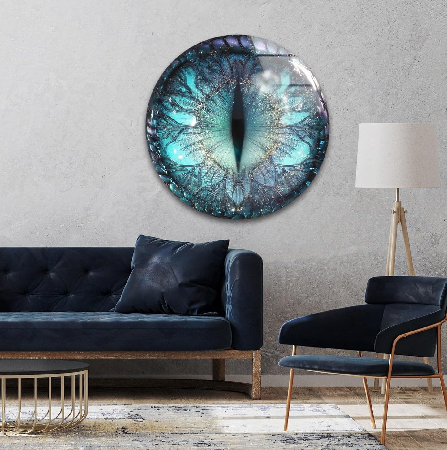 My Photostation.com 39,4''(100cm) Diameter Mystical Dragon Eye Round Glass Wall Art Tempered Glass Printing Wall Decor Large Wall Art Wall Hangings