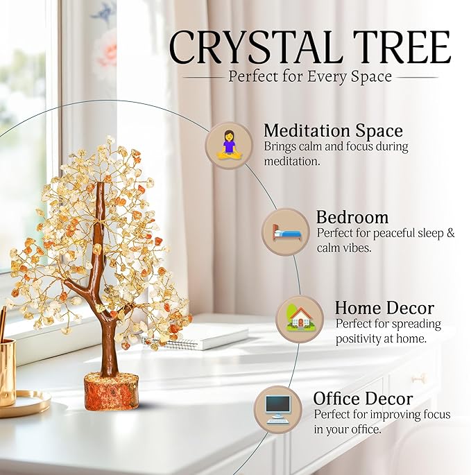 YATSKIA Citrine Crystal Tree of Life - Gemstone Tree - Citrine Crystal Stone Decor - Good Luck Gifts - Home Decor - Crystals Gifts