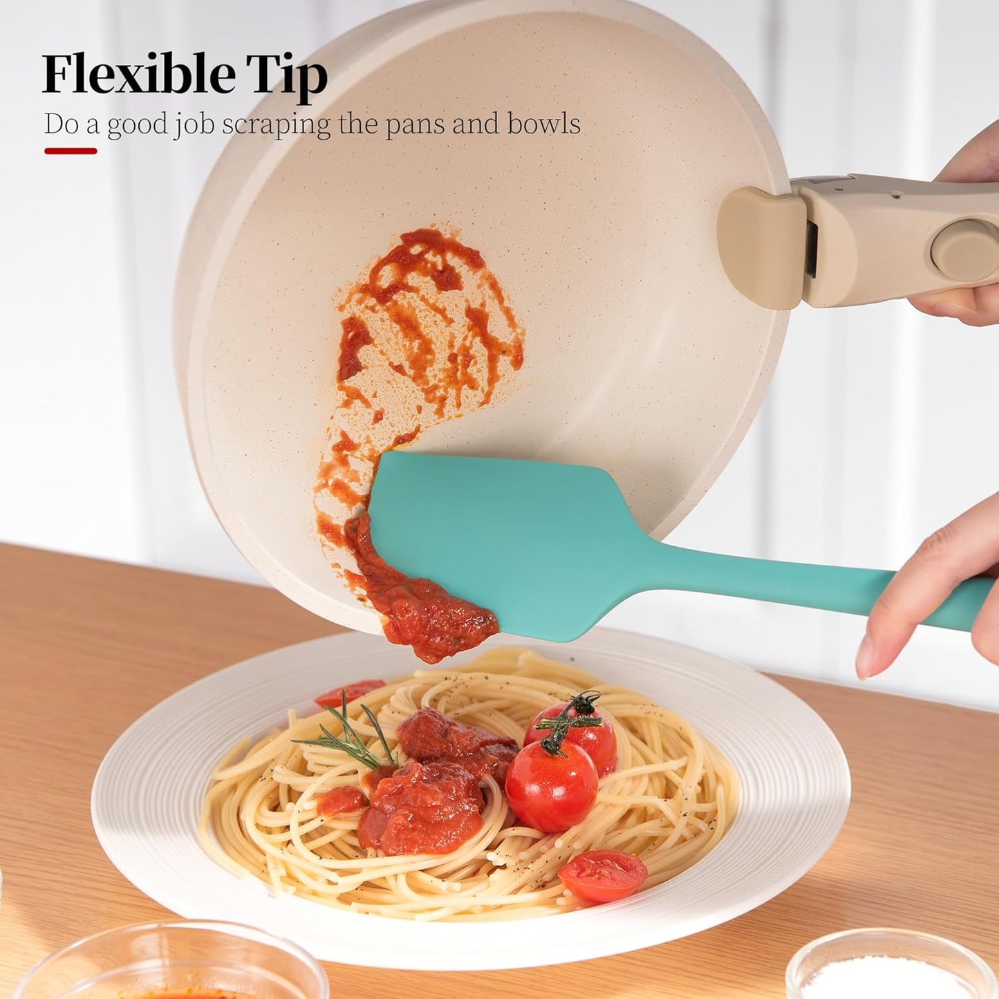 Heat Resistant Silicone Spatula Set of 4, Luxiwise 600ºF High Temp Baking Scraper Cooking Utensils Non-Stick BPA-Free for Seamless Mixing, Folding, Scraping with Rubber Kitchen Essentials (Multi-4)