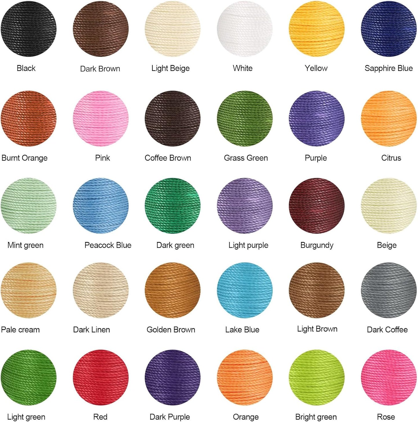 uxcell Round Leather Sewing Waxed Thread, 55m / 60 Yards Wax Polyester String, 0.8mm Waxed Stitching Cord for Leather Crafts, Bookbinding, Bracelets Braided, Citrus