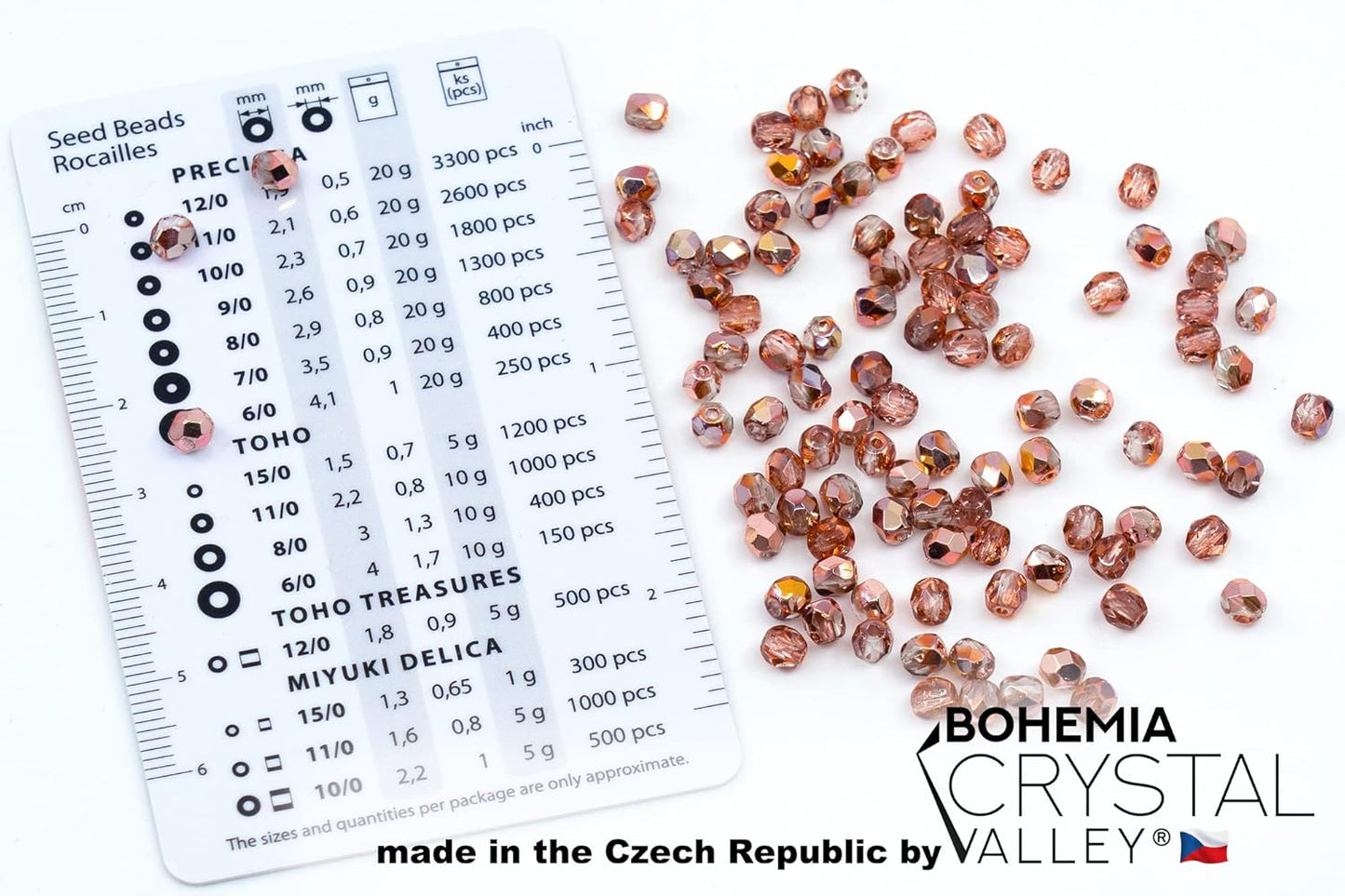 100 pcs of Faceted Fire Polished Pressed Czech Glass Beads 4mm (0.16in), Crystal Copper Capri Apollo 00030-27101 BCV