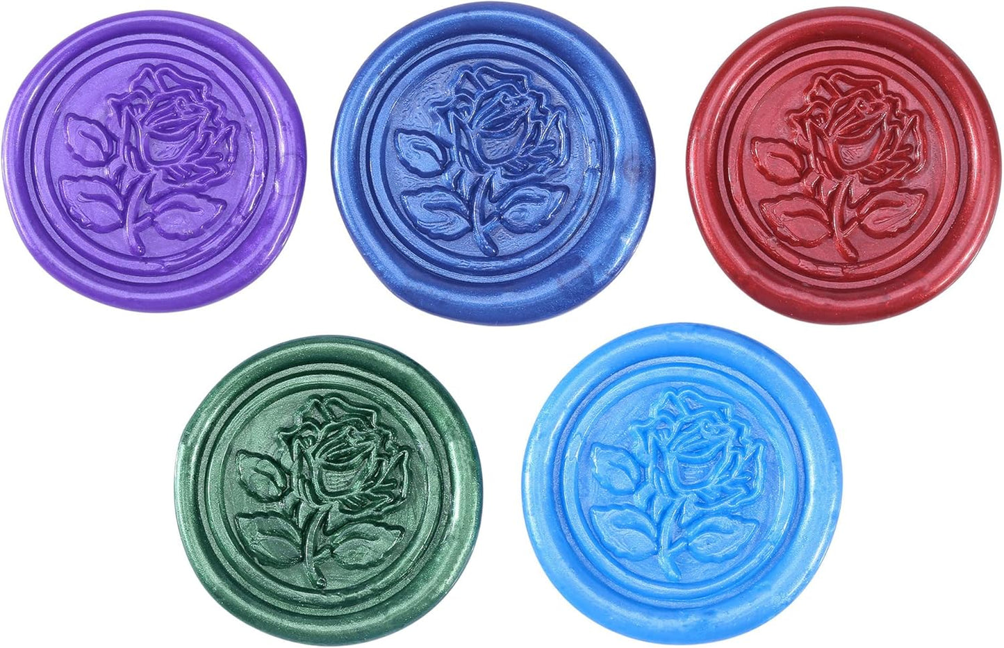 Yoption 5 Color Sealing Wax Sticks, Vintage Totem Fire Manuscript Wax Seal Sticks with Wicks for Wax Seal Stamp (Blue+Purple+Red+Navy Blue+Green)