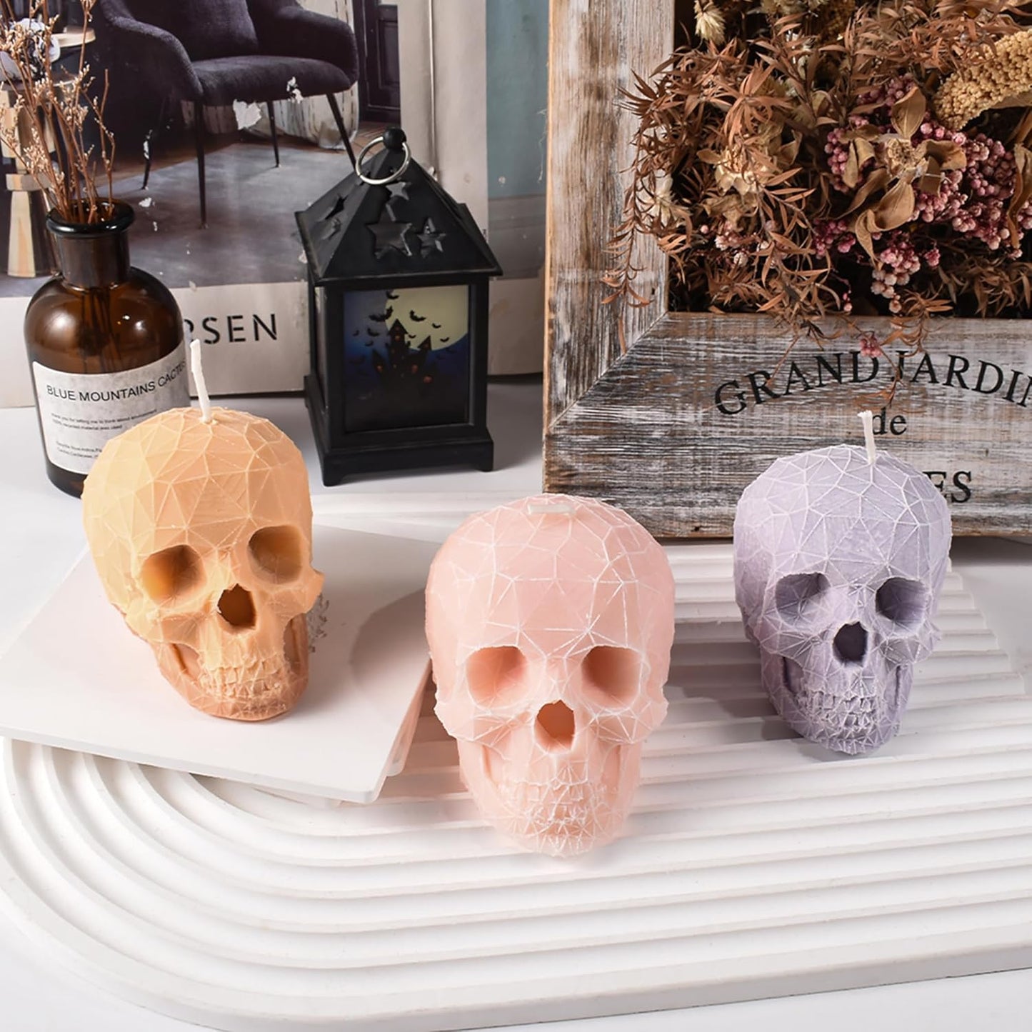 Skull Head Candle Mold - Resin Casting Silicone Molds for Home Decor & Candle Making Wave Spiral Mold