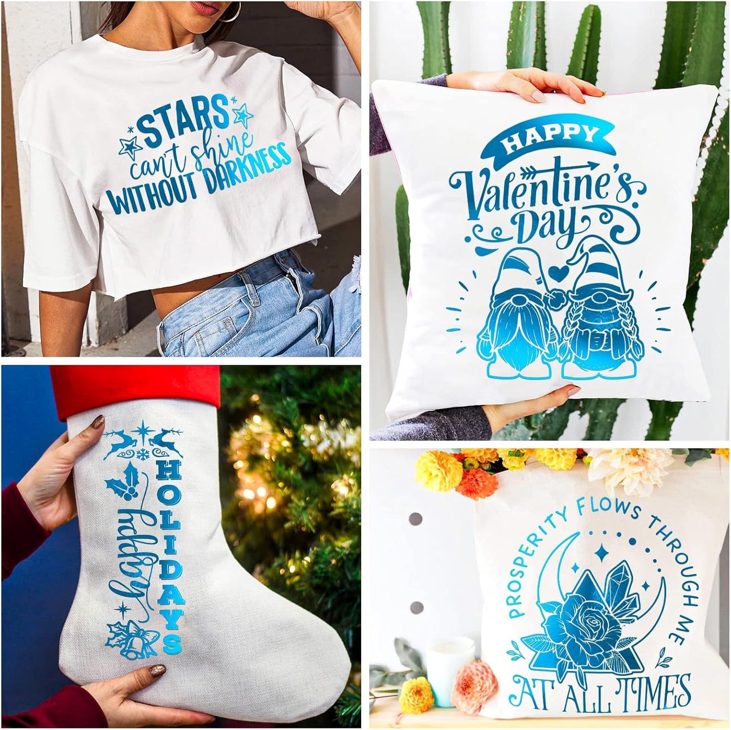 VINYL FROG Metallic Foil HTV Vinyl Roll 12" x5ft Blue Heat Transfer Vinyl Chrome Iron on Vinyl Easy to Cut & Weed DIY Heat Press Design for T-Shirts