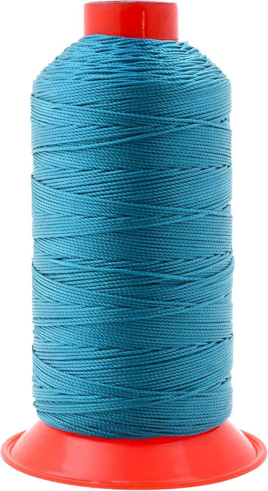 Mandala Crafts Tex 350 Bonded Nylon Thread for Sewing - 415 YDs T350 Heavy Duty Teal Nylon Thread Upholstery Thread for Leather Jeans Weaving, T350 #346 210D/15