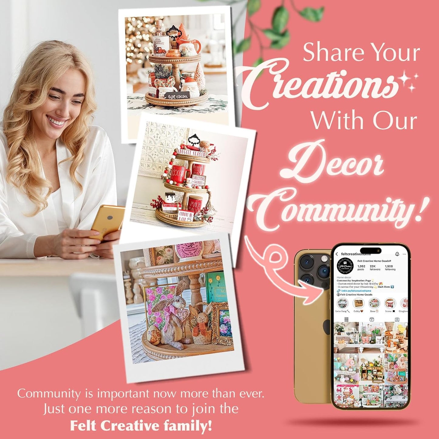 Mini Rustic Felt Letter Board Farmhouse Trio Changeable Message Boards by Felt Creative Home Goods Vintage Style Frames 3 Pack Bundle White Letter Set with Cursive Months Days (6x6) Color Edition