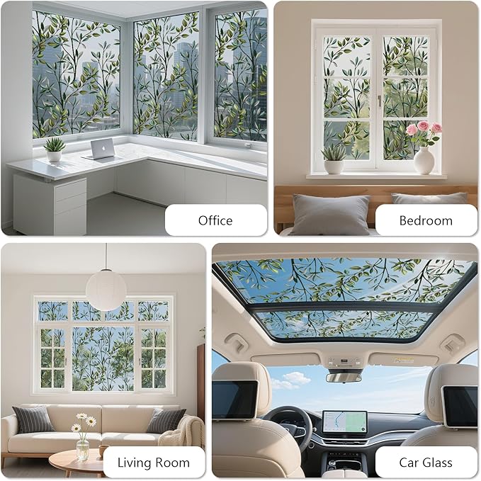 NINETREX One Way Window Privacy Film, Daytime Privacy Static Cling Sun Blocking Anti UV Reflective Window Tint for Home and Office 35.4 x 78.7 inches, Silver Leaf