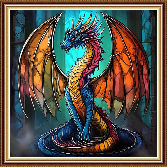 Hopeart Stamped Cross Stitch Kits for Beginner Embroidery Kits for Beginners Adults DIY 11CT Cross Stitch Patterns Needlepoint Kits Crossstitching Kits-Colorful Dragon 18x18 inch