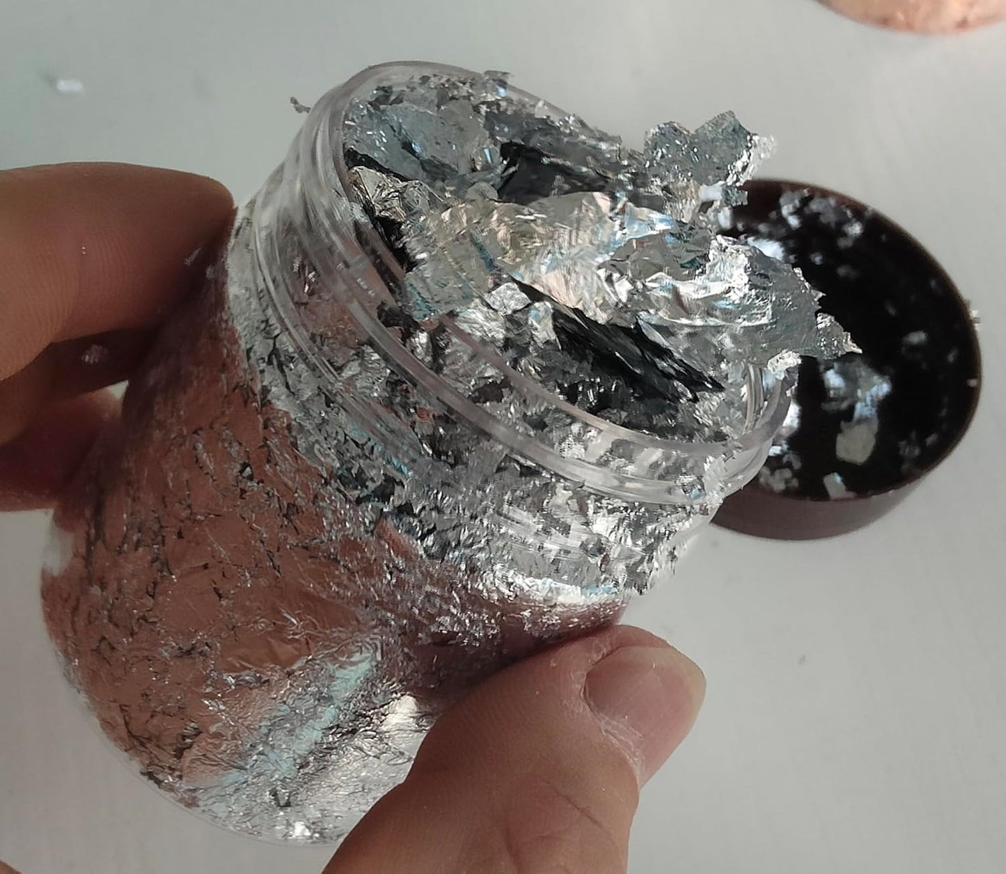 Gilding Flakes,Gold Foil Flakes for Resin,Blue Red Purple Pink Metallic Foil Flakes for Resin Jewelry Making,Nails,Painting Art,Crafts and Slime (Imitation Silver)