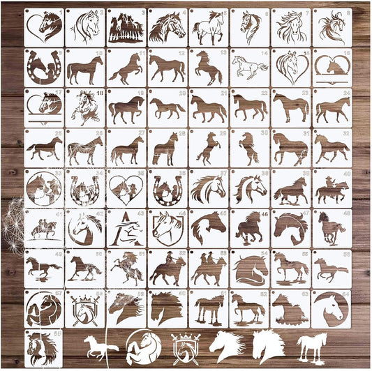 Small Stencils for Painting on Wood Reusable, 3 Inch Reusable Stencil for Craft Ornament Paint Template Stencils for Wall Card Rock Wood Signs Coasters Canvas Home Decor (Horse)