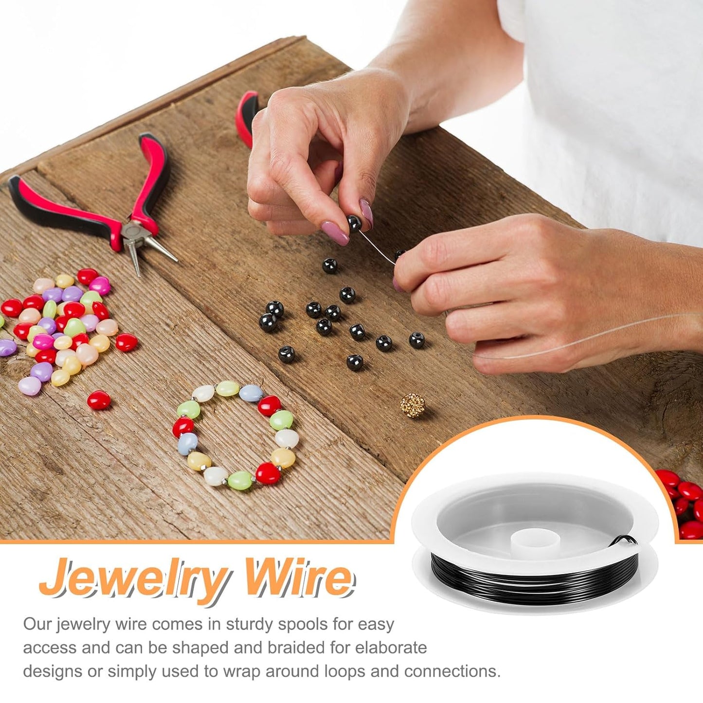 HARFINGTON 8ft Jewelry Wire, 20 Gauge (0.8mm) Brass Craft Soft Metal Tarnish Resistant Copper Beading Wire for Jewelry Making Supplies Crafting, Black