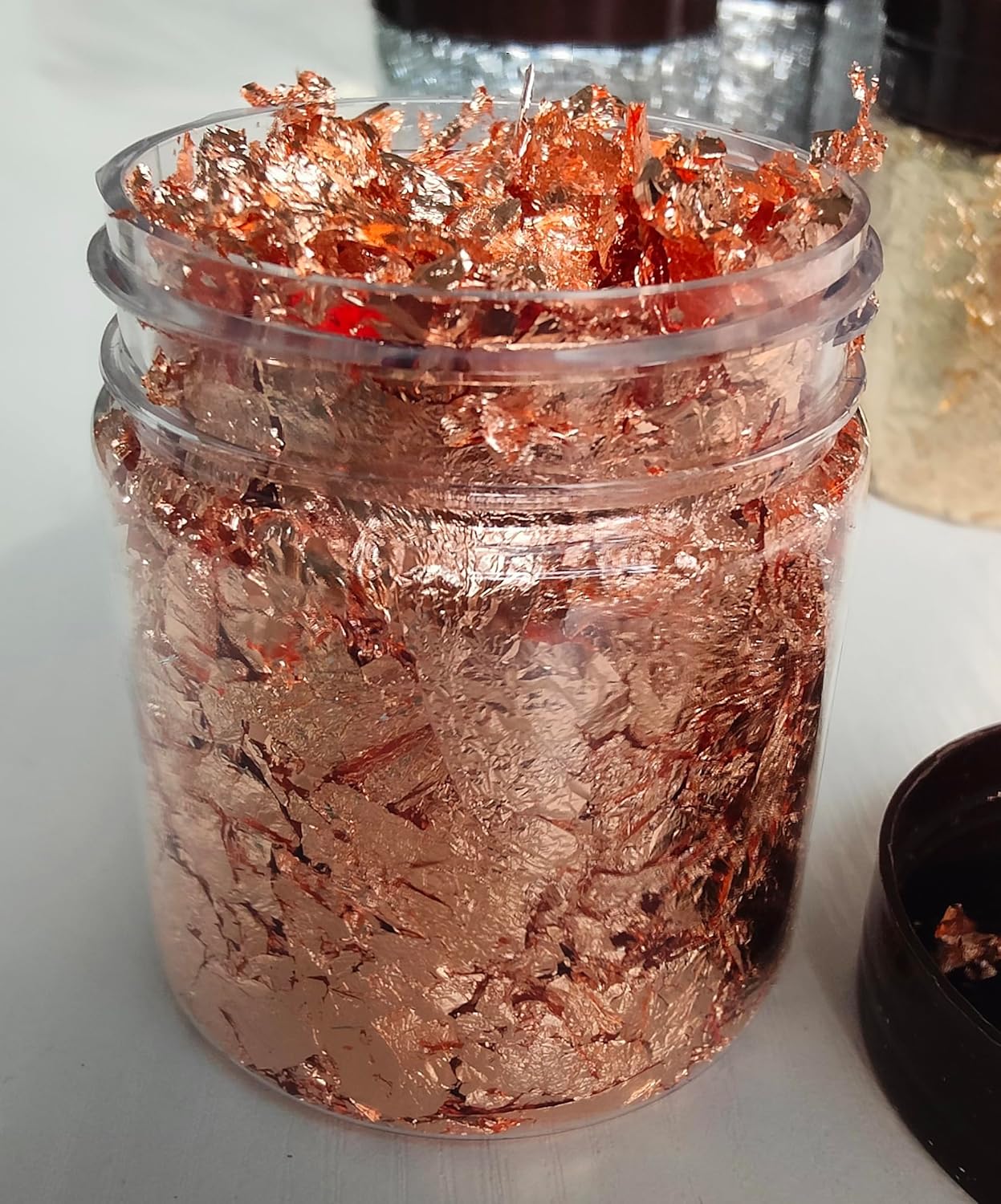 Gilding Flakes,Gold Foil Flakes for Resin,Blue Red Purple Pink Metallic Foil Flakes for Resin Jewelry Making,Nails,Painting Art,Crafts and Slime (Copper)