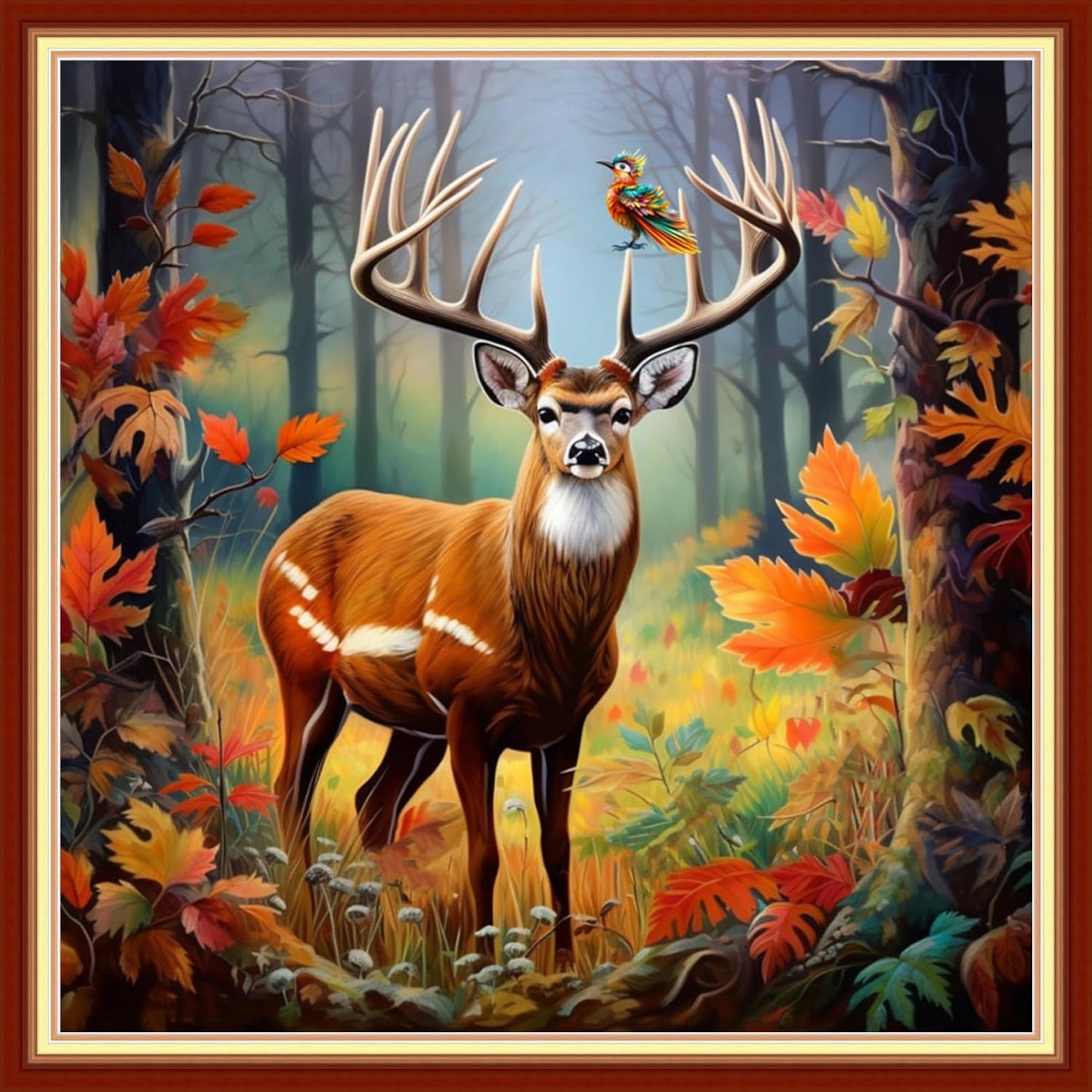 Magxvouy Cross Stitch Kits Stamped Full Range of Embroidery Kits,Cross Stitch Patterns Needlework Kits for Beginners 11CT Printed Kits&Forest Deer 18x18 inch