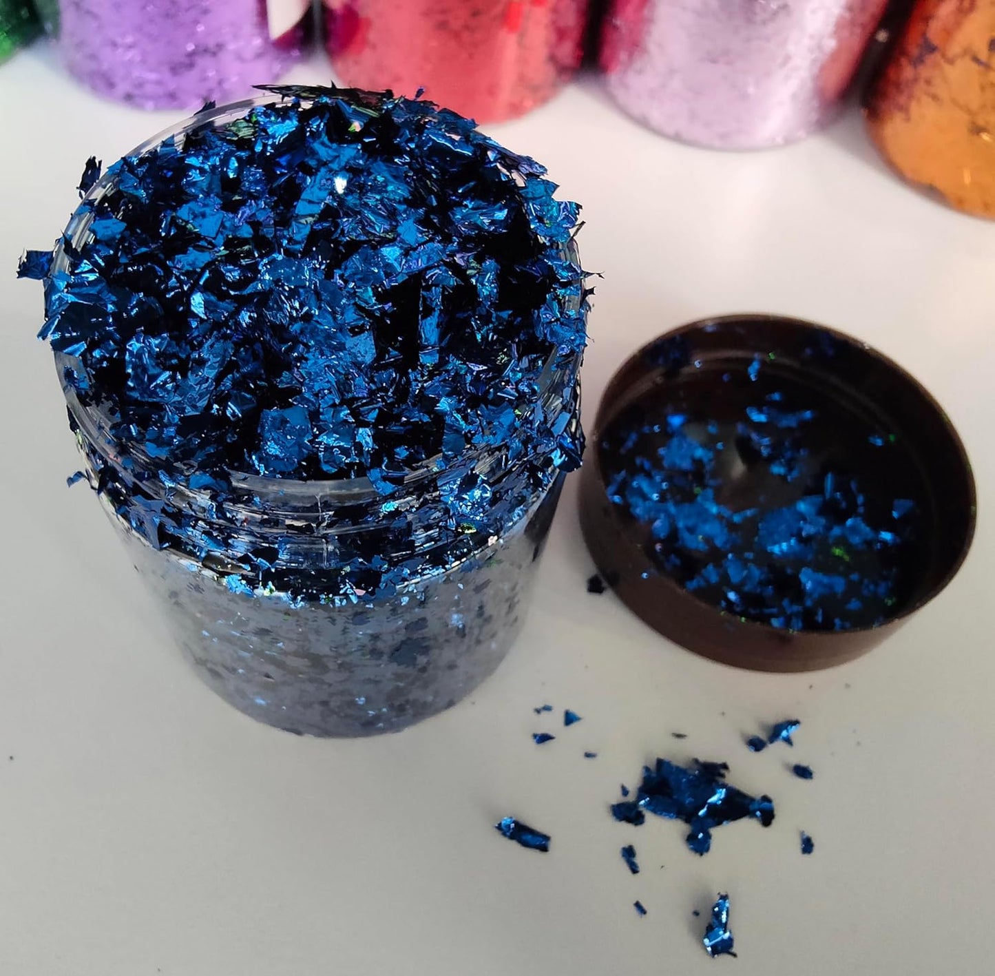 Gilding Flakes,Gold Foil Flakes for Resin,Blue Red Purple Pink Metallic Foil Flakes for Resin Jewelry Making,Nails,Painting Art,Crafts and Slime (Dark Blue)