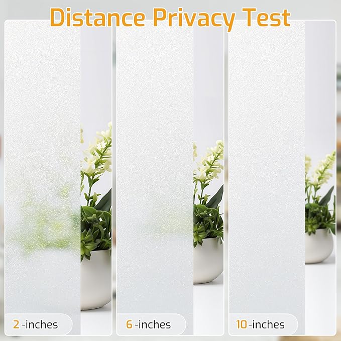 LUTE Window Privacy Film, Frosted Glass Window Film, Static Cling Heat Control Frosting Glass Sticker Removable, Non-Adhesive Opaque Covering for Bathroom Home Office Door (White, 23.6" x 78.7")